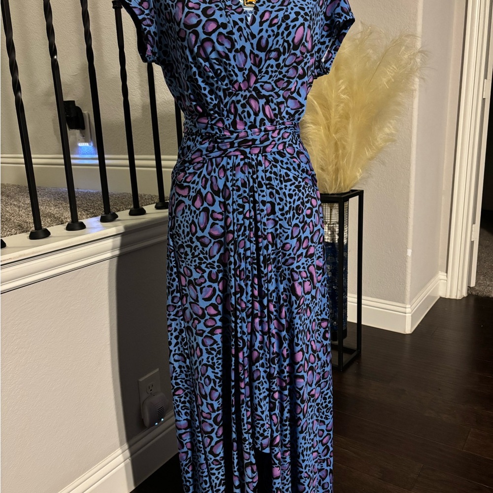 IMAN Vibrant Blue and Purple Maxi Dress